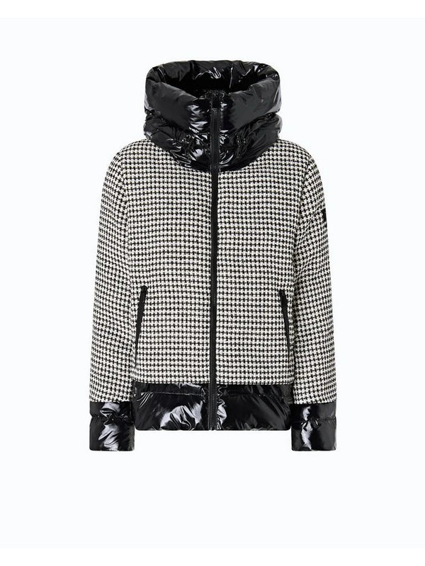 Pinko Giubbotto Gynura Imbottito in Tweed Donna Nero Bianco 107186A3G5-ZZ2