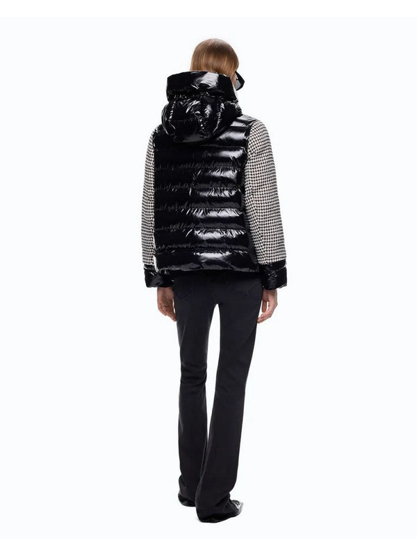 Pinko Giubbotto Gynura Imbottito in Tweed Donna Nero Bianco 107186A3G5-ZZ2