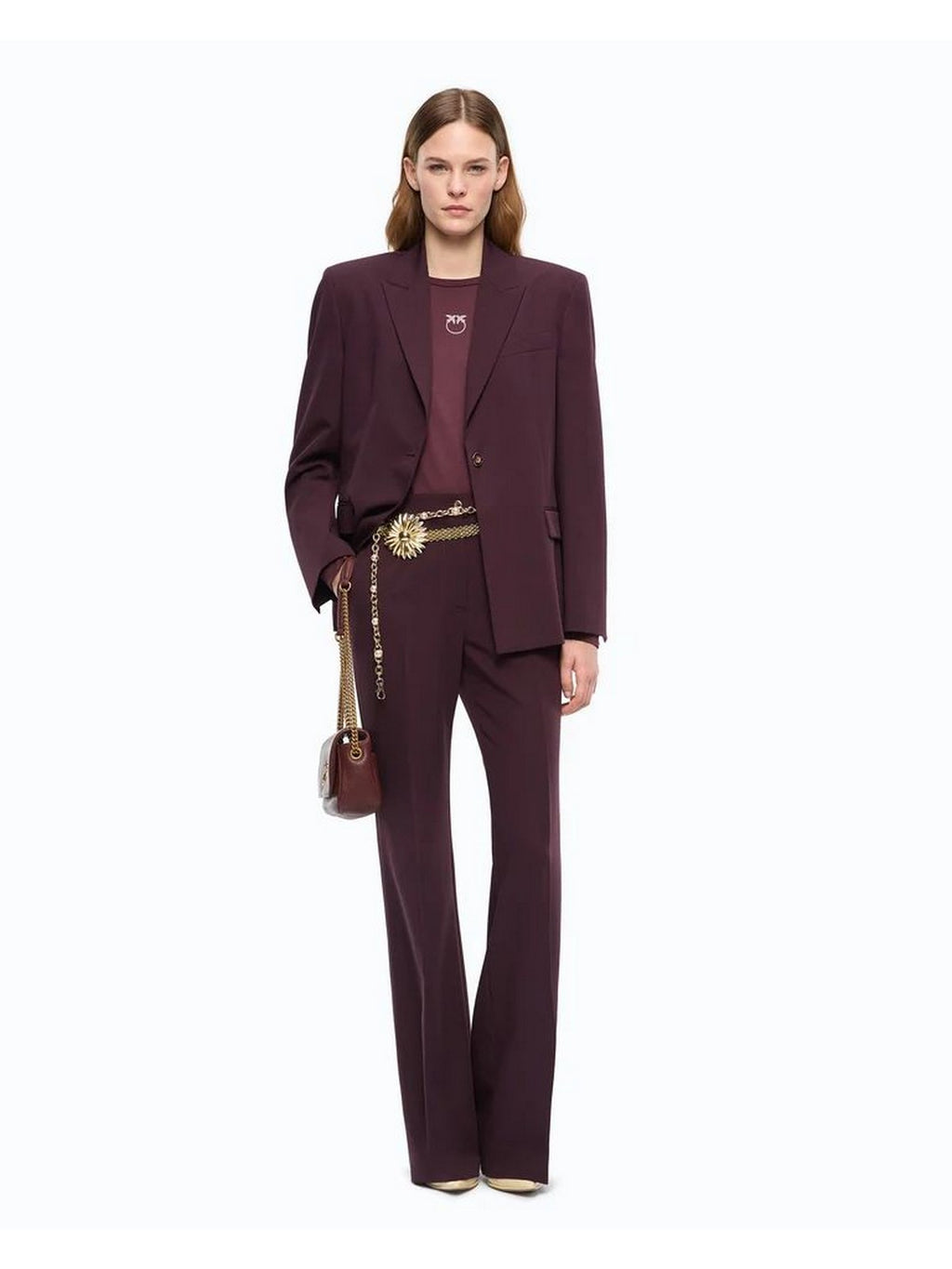 Pinko Pantalone Petalo Fluido Donna Bordeaux Scuro 107214A18E-RR7