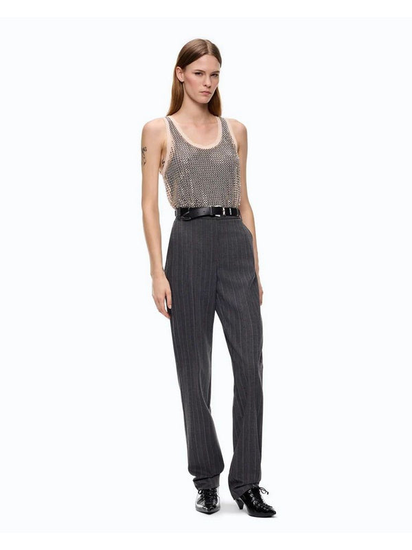 Pinko Pantalone Donna Pleione Gessato in Misto Lana Grigio/Rosa 107264A3FF-IN4