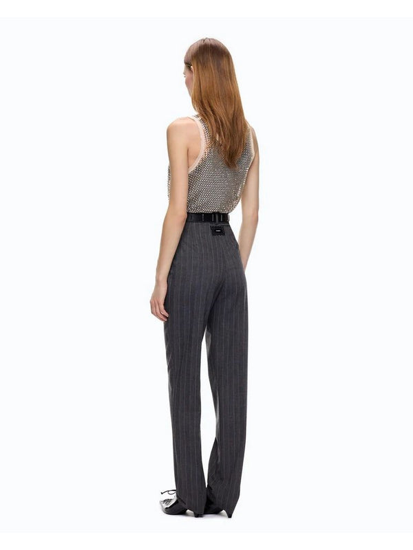 Pinko Pantalone Donna Pleione Gessato in Misto Lana Grigio/Rosa 107264A3FF-IN4