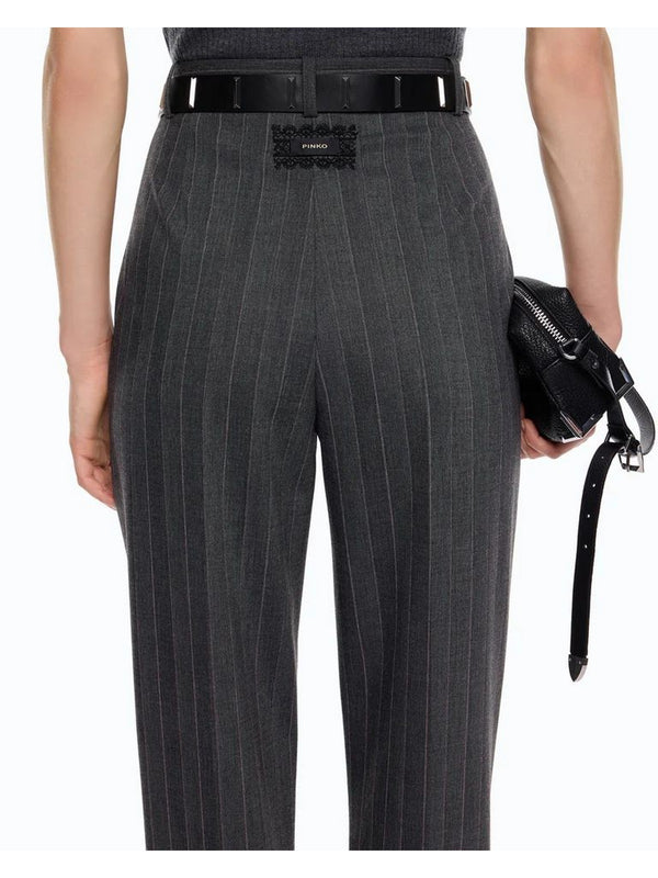 Pinko Pantalone Donna Pleione Gessato in Misto Lana Grigio/Rosa 107264A3FF-IN4