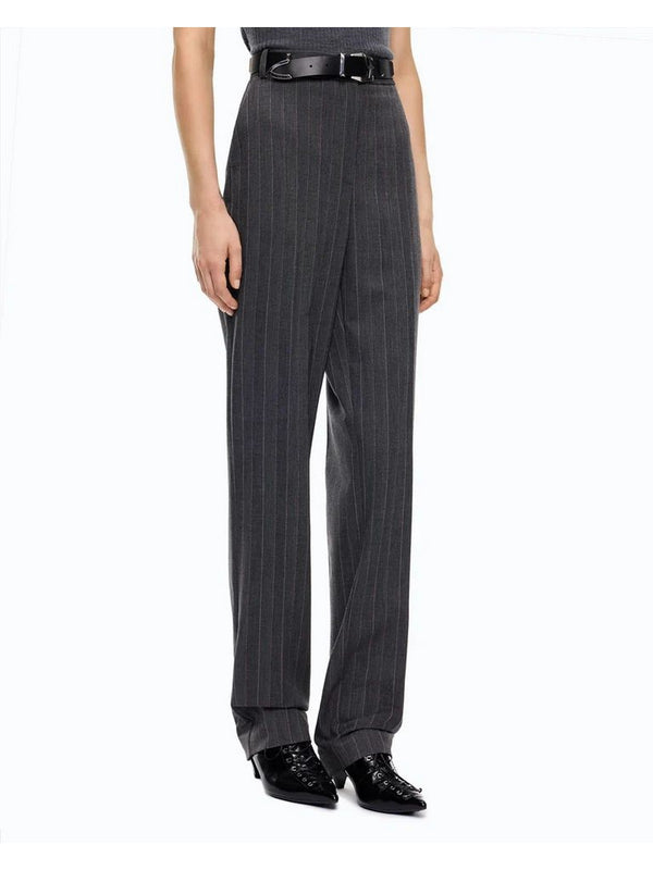Pinko Pantalone Donna Pleione Gessato in Misto Lana Grigio/Rosa 107264A3FF-IN4