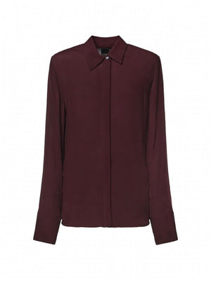 Pinko Cimbidio Camicia Donna Fluida in Viscosa Bordeaux Scuro 107297A3HD-RR7