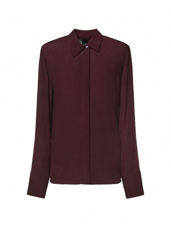 Pinko Cimbidio Camicia Donna Fluida in Viscosa Bordeaux Scuro 107297A3HD-RR7