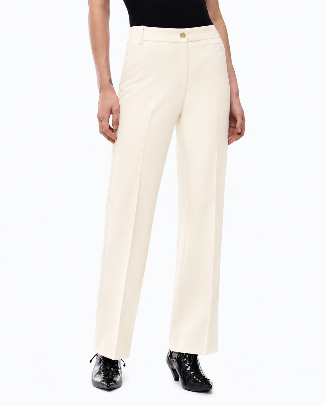 Pinko Protea Pantalone Donna in Crêpe Bianco Gelato Vaniglia 107415A3DA-Z00