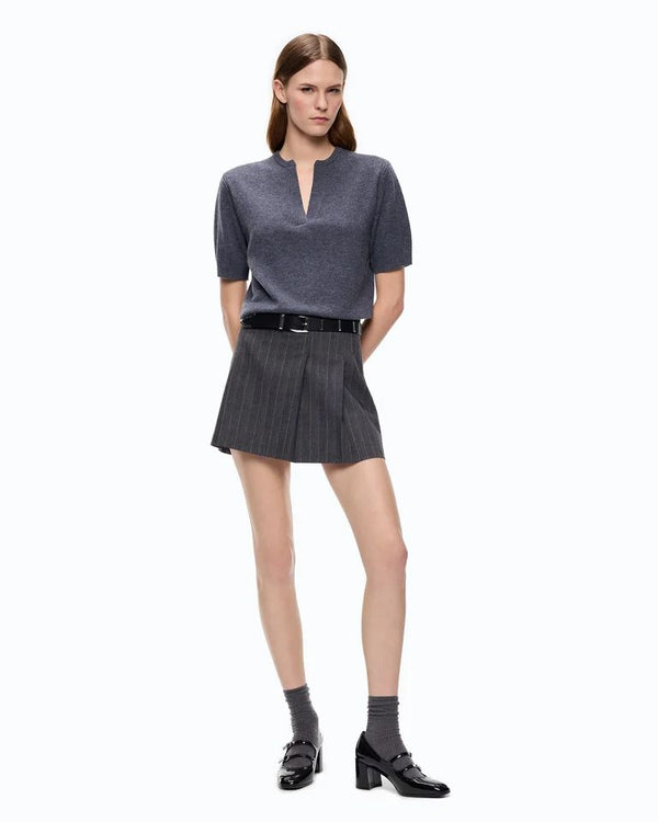 Pinko Giunco Minigonna Donna Gessata in Misto Lana Grigio/Rosa 107416A3FF-IN4