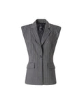 Pinko Genista Gilet Donna Gessato in Misto Lana Grigio/Rosa 107428A3FF-IN4