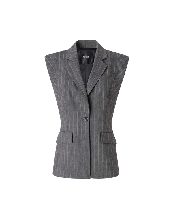 Pinko Genista Gilet Donna Gessato in Misto Lana Grigio/Rosa 107428A3FF-IN4