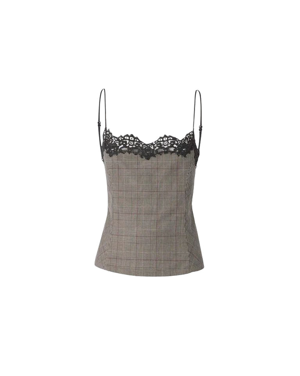 Pinko Telipogon Top Donna Principe di Galles Beige Bordeaux Nero 107472A3FF-CYZ