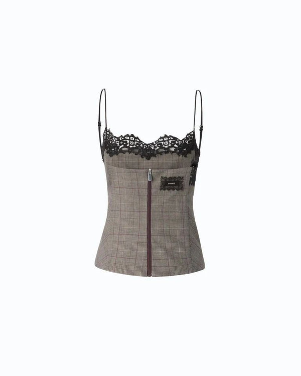 Pinko Telipogon Top Donna Principe di Galles Beige Bordeaux Nero 107472A3FF-CYZ