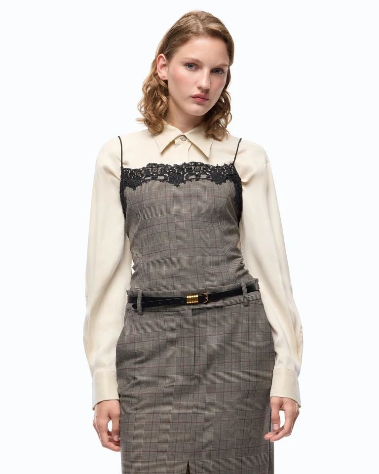 Pinko Telipogon Top Donna Principe di Galles Beige Bordeaux Nero 107472A3FF-CYZ