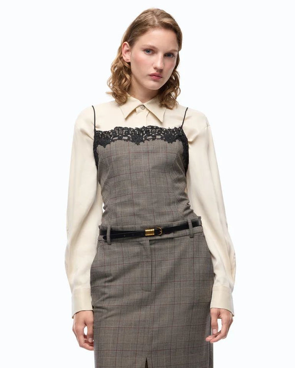 Pinko Telipogon Top Donna Principe di Galles Beige Bordeaux Nero 107472A3FF-CYZ