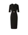 Pinko Arnebia Abito Midi Donna con Cintura Love Birds Nero Limousine 107475A3AH-Z99