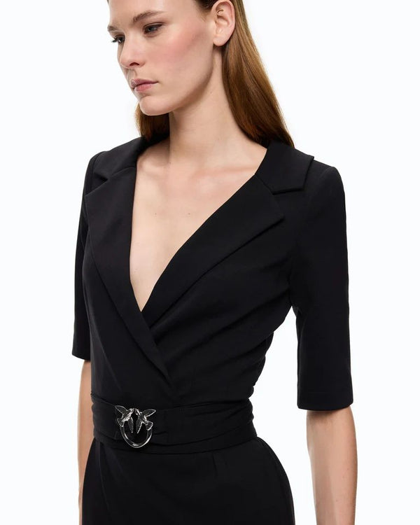 Pinko Arnebia Abito Midi Donna con Cintura Love Birds Nero Limousine 107475A3AH-Z99
