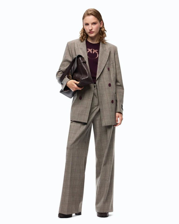 Pinko Plumeria Pantalone Donna Palazzo Misto Lana Beige Bordeaux Nero 107476A3FF-CYZ