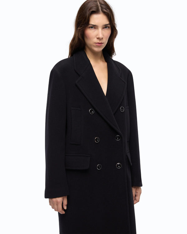 Pinko Covent Cappotto Donna Lungo Doppiopetto Misto Lana Nero Limousine 107487A3FG-Z99