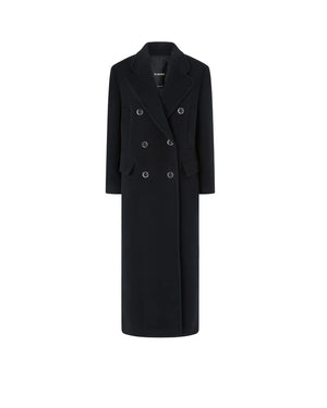 Pinko Covent Cappotto Donna Lungo Doppiopetto Misto Lana Nero Limousine 107487A3FG-Z99