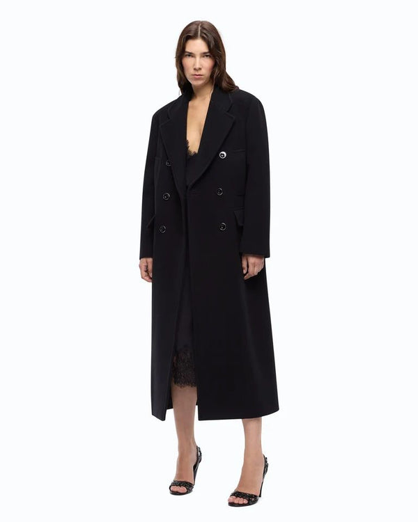 Pinko Covent Cappotto Donna Lungo Doppiopetto Misto Lana Nero Limousine 107487A3FG-Z99
