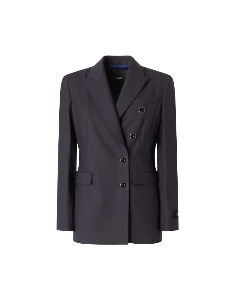 Pinko New Amalfi Giacca Donna Doppiopetto Misto Lana Blu Marino Cupo 107513A3IF-G03