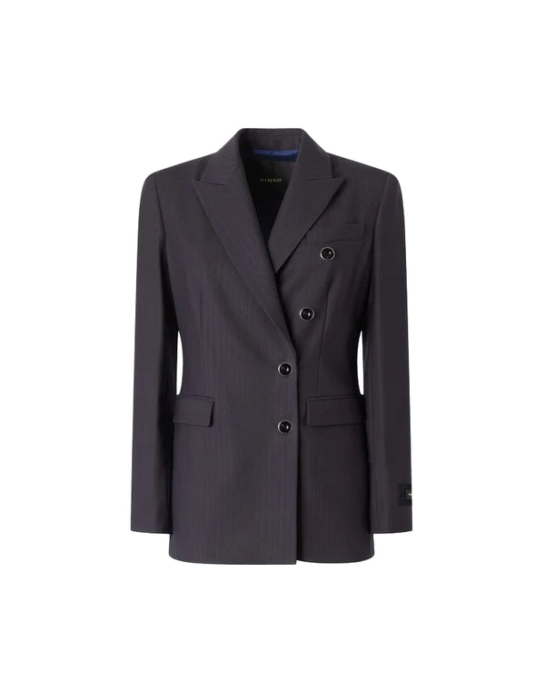 Pinko New Amalfi Giacca Donna Doppiopetto Misto Lana Blu Marino Cupo 107513A3IF-G03