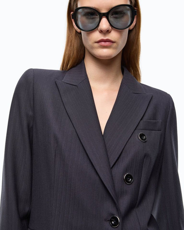 Pinko New Amalfi Giacca Donna Doppiopetto Misto Lana Blu Marino Cupo 107513A3IF-G03