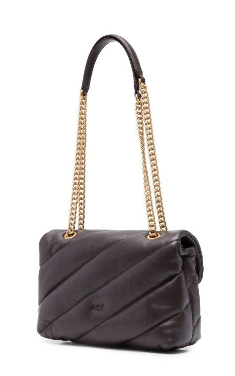 Pinko Love Puff Classic Small Borsa Donna in Pelle Marrone Marasca Antique Gold 107616A0F2-M12Q