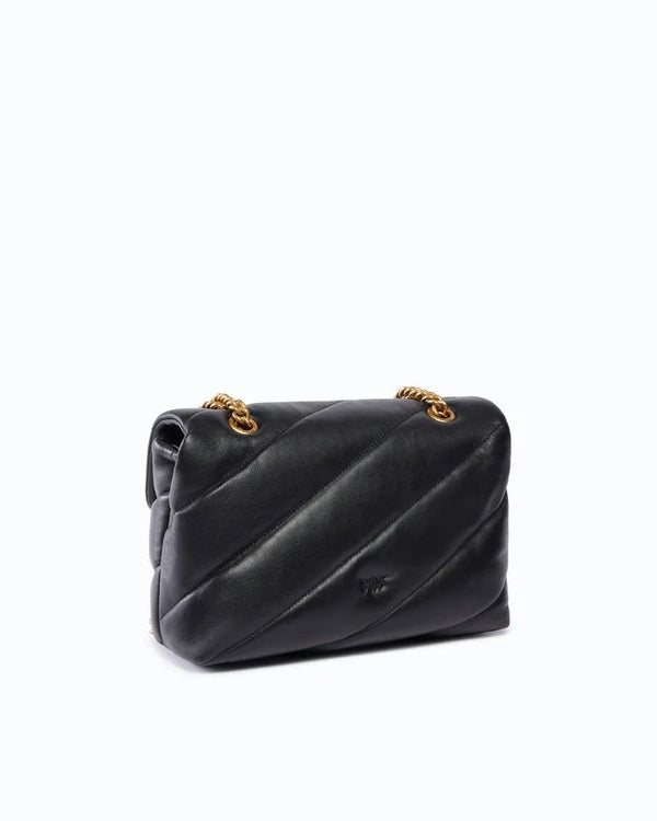 Pinko Love Puff Classic Borsa Media Donna in Pelle Nera Antique Gold 107616A0F2-Z99Q<br />