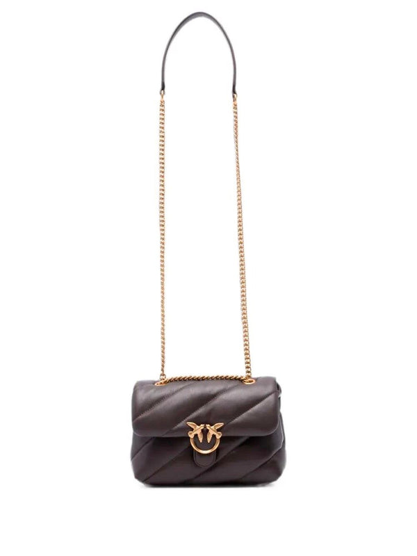 Pinko Love Puff Mini Borsa Donna in Pelle Marrone Marasca Antique Gold 107617A0F2-M12Q