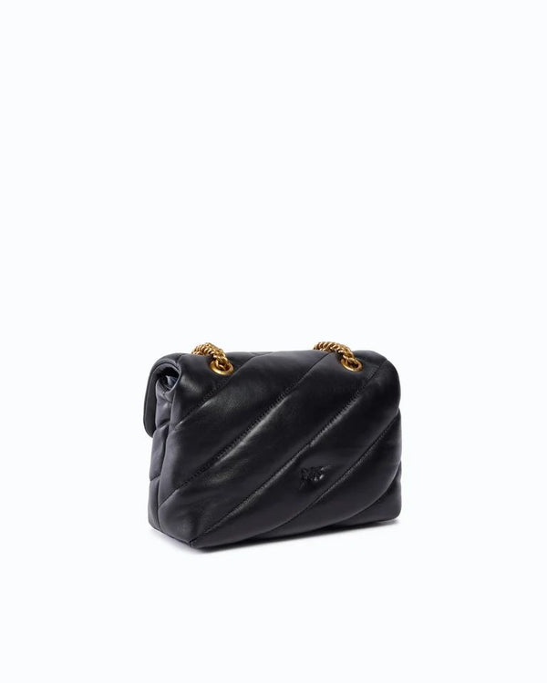 Pinko Love Puff Mini Borsa Donna in Pelle Nera Antique Gold 107617A0F2-Z99Q
