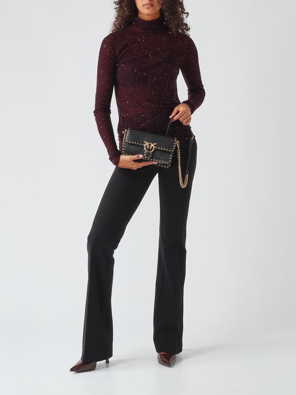 Pinko Love One Slouchy Borsa Donna in Pelle Nera con Borchie Antique Gold 107665A2JG-Z99Q