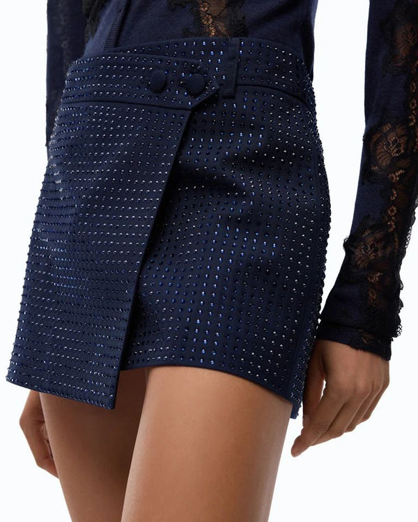 Pinko Soave Gonna Donna Tinto Filo Blu Iride con Strass 107674A3M0-G56