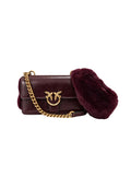 Pinko Love One Mini Borsa Donna in Pelle con Tracolla in Pelliccia Sintetica Borgogna Antique Gold 107676A3LP-W34Q