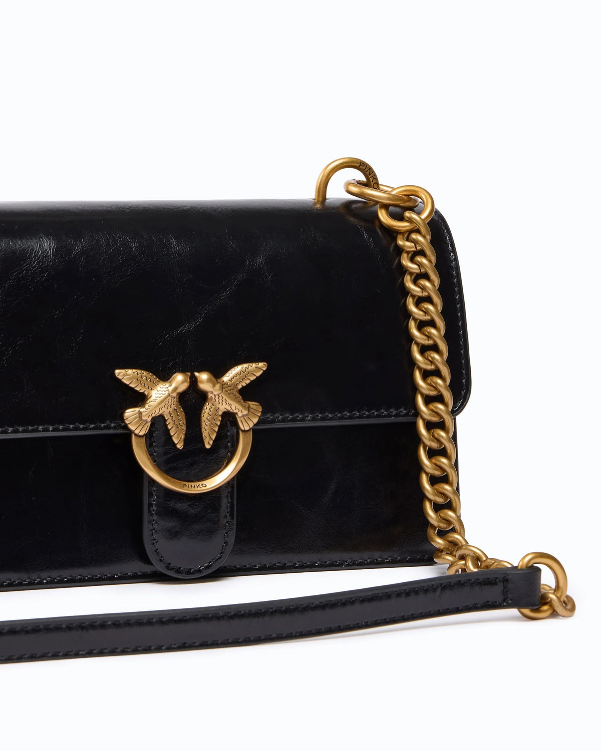 Pinko Borsa Donna Love One Mini Light in Pelle Nera con Tracolla Maculata in Pelliccia Sintetica 107677A3LP-ZM5Q