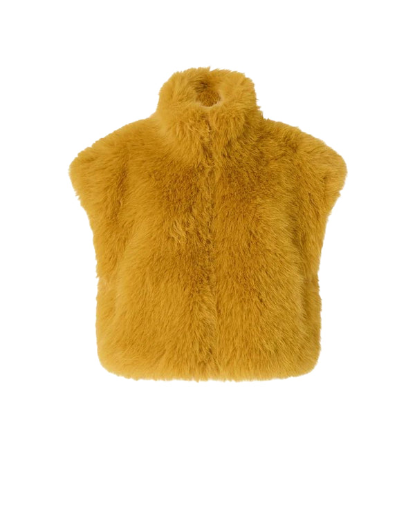 Pinko Eloro Gilet Donna Effetto Pelliccia Volpe Giallo Rame Dorato 107688A3MU-H49