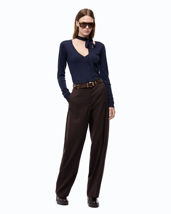 Pinko Balbino Pantalone Donna in Misto Lana Marrone Oltre Buio 107712A3MS-M04