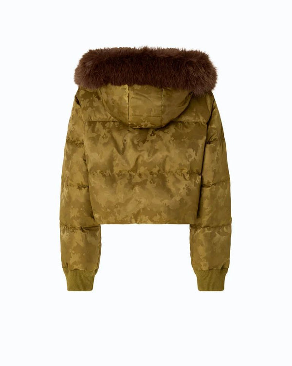 Pinko Piastraia Piumino Corto Donna in Raso Tecnico Camouflage Verde Pietra 107725A3LZ-V59