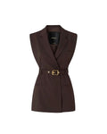 Pinko Nuraqus Gilet Sartoriale Donna in Misto Lana Marrone Oltre Buio con Cintura 107727A3MS-M04