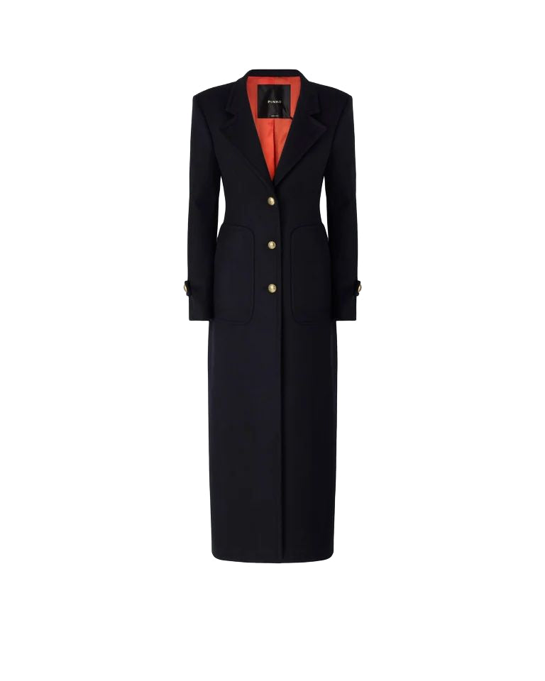 Pinko Verici Cappotto Lungo Donna in Misto Lana e Cashmere Blu Marino Cupo 107783A3O3-G03