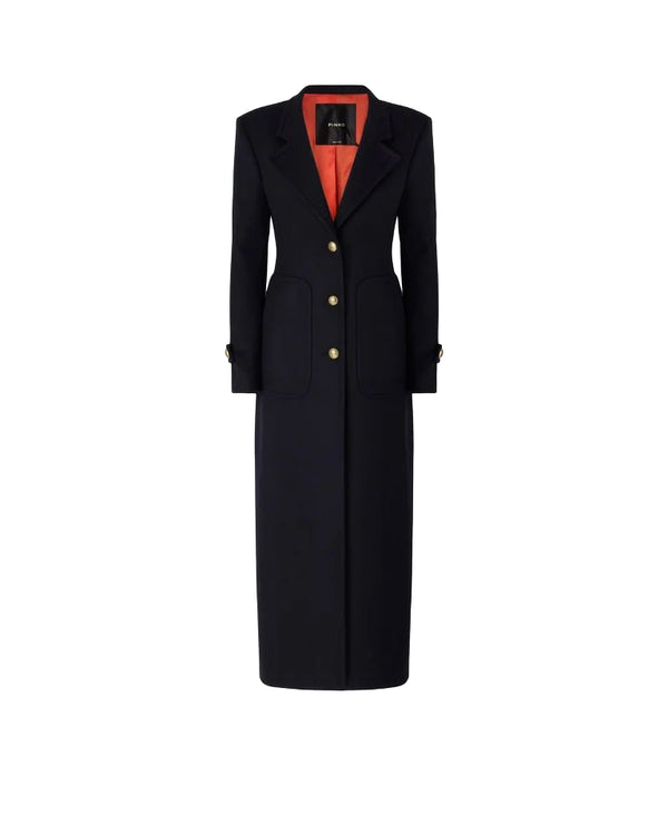 Pinko Verici Cappotto Lungo Donna in Misto Lana e Cashmere Blu Marino Cupo 107783A3O3-G03