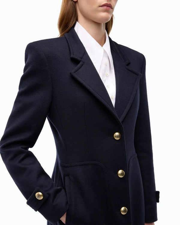 Pinko Verici Cappotto Lungo Donna in Misto Lana e Cashmere Blu Marino Cupo 107783A3O3-G03