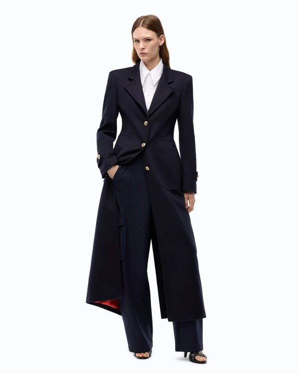Pinko Verici Cappotto Lungo Donna in Misto Lana e Cashmere Blu Marino Cupo 107783A3O3-G03