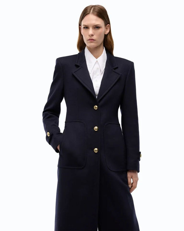 Pinko Verici Cappotto Lungo Donna in Misto Lana e Cashmere Blu Marino Cupo 107783A3O3-G03
