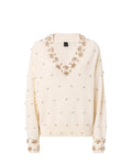 Pinko Pigolio Maglia Donna in Lana e Cashmere con Applicazioni Gioiello Bianco Purezza 107878A3P5-Z06
