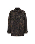Pinko Barengo Overshirt Donna in Tela Tecnica Camouflage Verde e Nero con Applicazioni Gioiello 107916A3LY-SD3