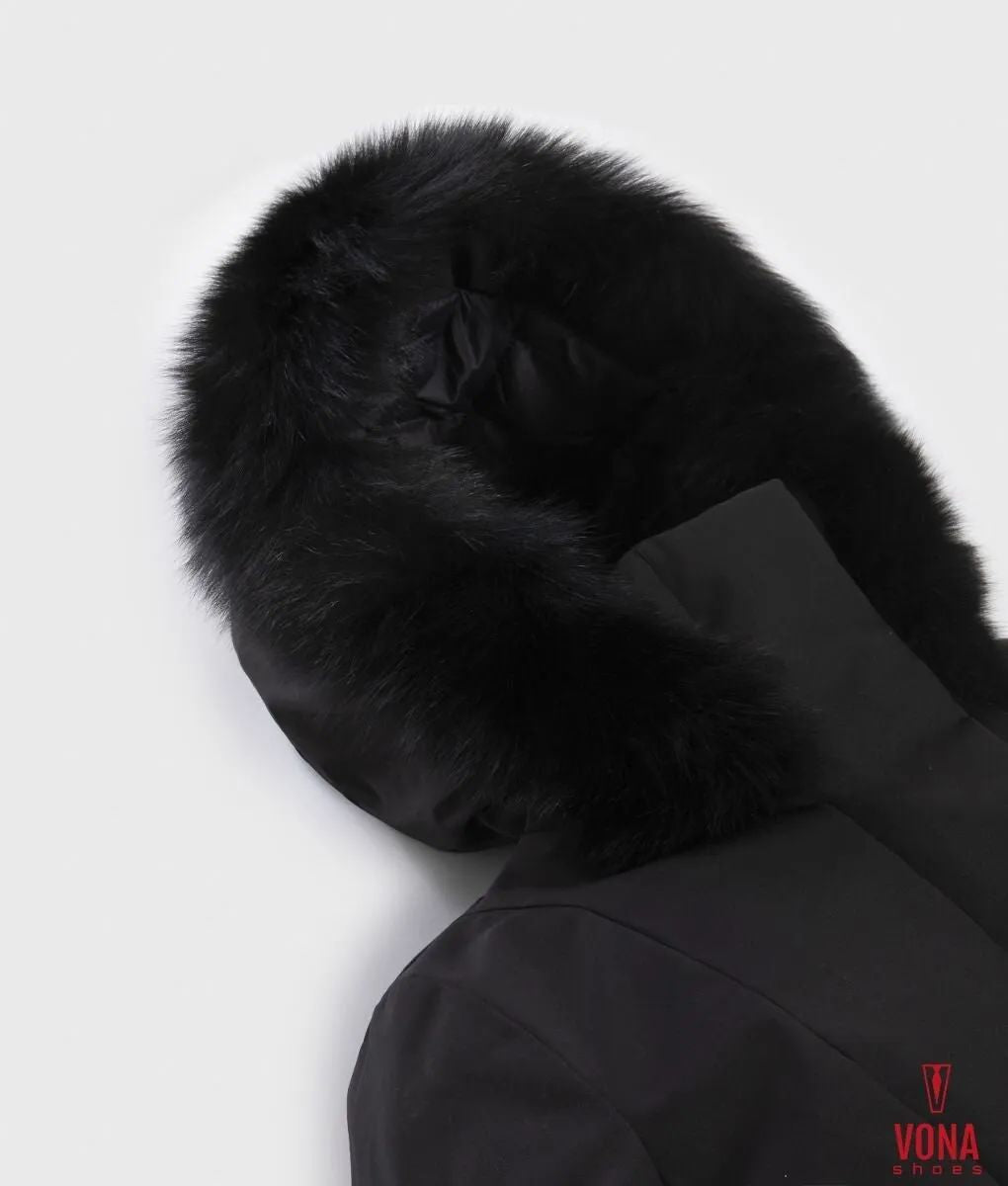 Refrigiwear Parka Donna Lady Tech/1 Fur Jacket Nero con Pelliccia  W99108-XT3790-G06000