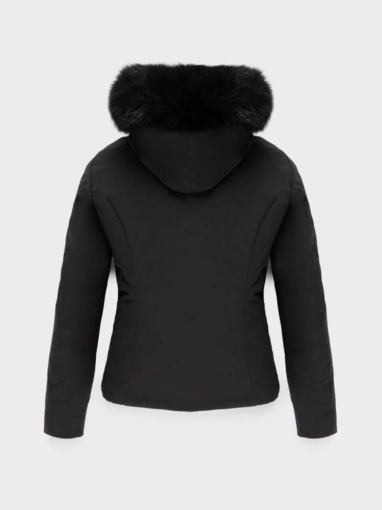 Refrigiwear Giubbotto Corto Donna Nero con Pelliccia Short Lady Tech Fur Jacket  W99208-XT3790-G06000