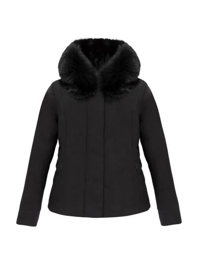 Refrigiwear Giubbotto Corto Donna Nero con Pelliccia Short Lady Tech Fur Jacket  W99208-XT3790-G06000