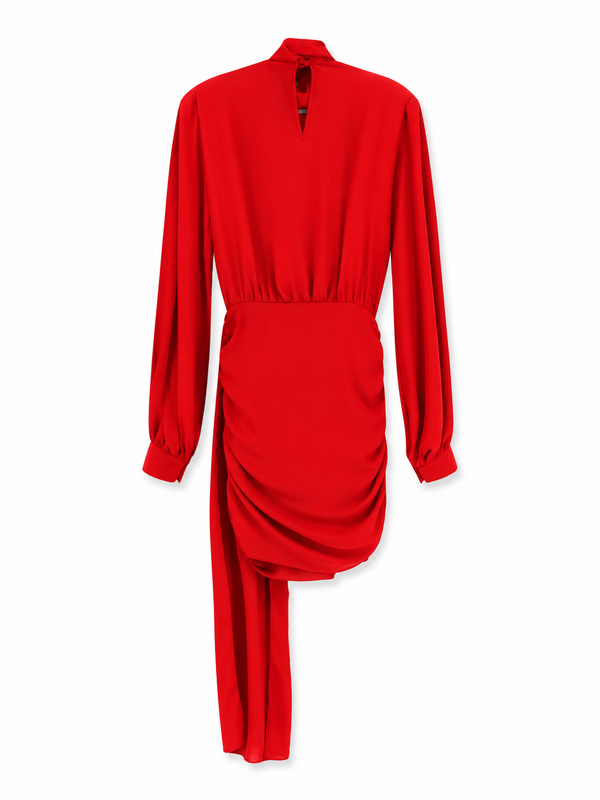 Actualee Abito Donna Rosso con Fiocco e Drappeggio AB4138-17119-RED