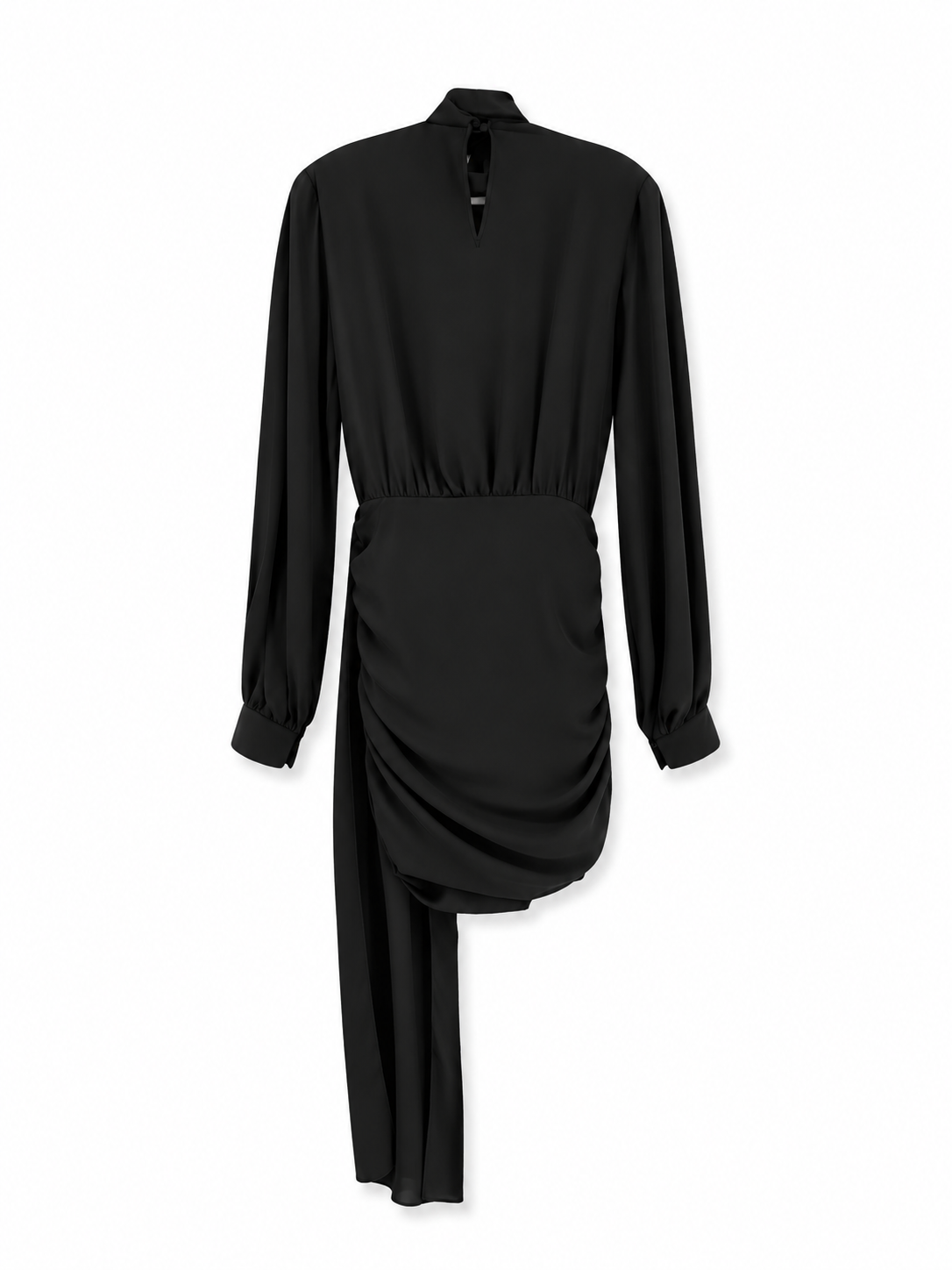 Actualee Abito Donna Nero con Fiocco e Drappeggio AB4138-17119-BLACK